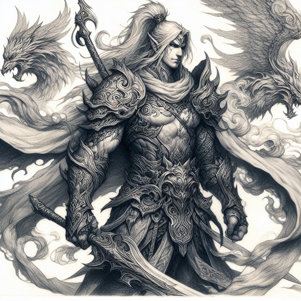 image d'un dessin de guerrier générée par l'IA Bing